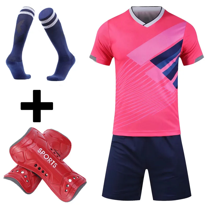 1 Pair Football Shin Pads and socks free Men kids Soccer Jerseys set Men child Soccer Jersey Set Sportswear Shorts Unifor Soccer Shin Guards Football Uniform Sports Uniform Sets Soccer Socks