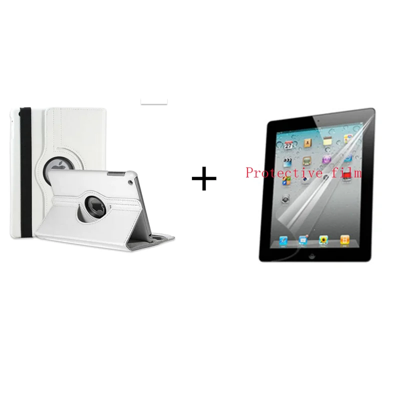 Для iPad mini 1 mini 2 mini 3 чехол на 360 Вращающийся Смарт-флип-стенд A1432 A1454 защитный 7,9 'mini 1 2 3 Чехол Жесткий Чехол+ пленка - Цвет: white and film
