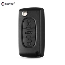 Складной чехол-брелок KEYYOU для автомобильного ключа, 3 кнопки, для Peugeot 307 308 407 607 CE0536