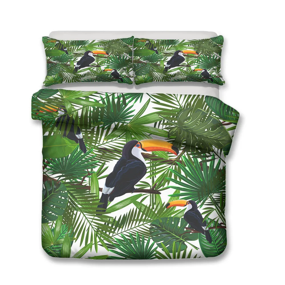MEI Dream Toucan 3D Printed Single Bed Set Forest Animal Double Bed Comforters Duvet Covet Set