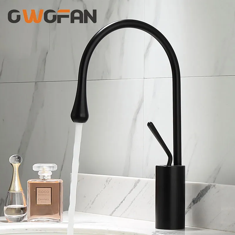 

Basin Faucets Modern Black Bathroom Faucet Waterfall faucets Single Hole Cold and Hot Water Tap Basin Faucet Mixer Taps N22-127