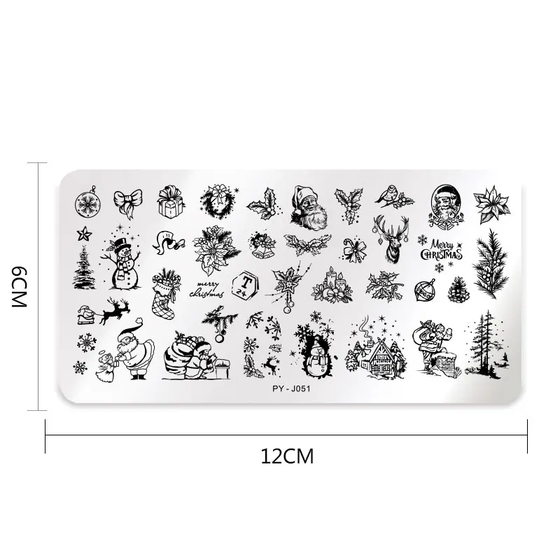 PICT YOU Christmas Nail Stamping Plates Snowflake Festival Pattern Nail Art Image Plates Stainless Steel Nail Art Plate Stencil 6