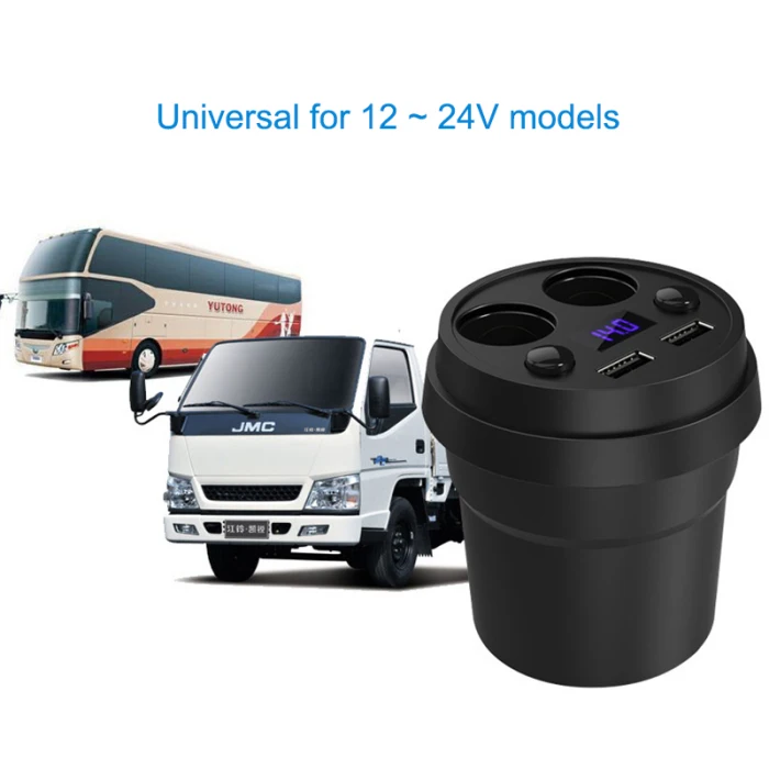 Автомобильное зарядное устройство 2 USB чашки питания гнездо адаптер прикуривателя Разветвитель с напряжением светодиодный дисплей VS998