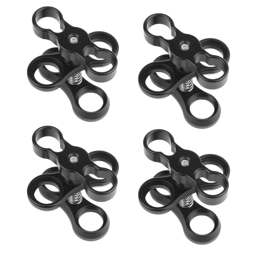 4 Pieces 1`` Ball Adapter for GoPro Diving Arm Clamp Mount Underwater Black