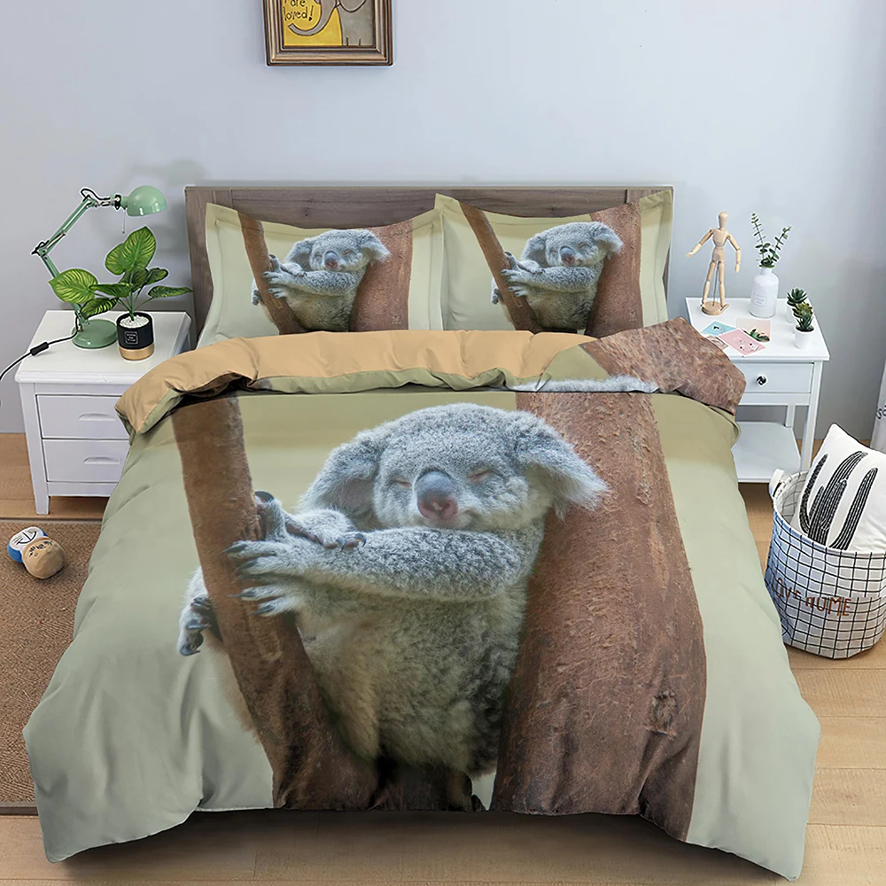 

Koala Pattern Bedding Set Comforter Cover Wild Animals Duvet Cover Set Twin Full King Queen Size Bedclothes for Kids Bedroom