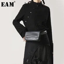 [EAM] мини-сумка из искусственной кожи, с разрезом, с длинным широким ремнем, индивидуальная Женская Новая мода, подходит ко всему, Осень-зима, 1K427