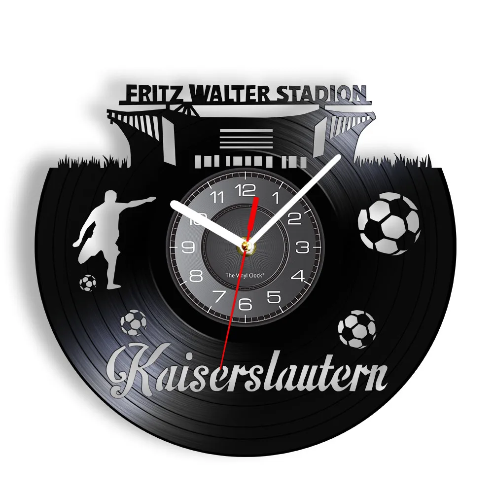 

City Landmark of KAISERSLAUTERN Vinyl Record Wall Clock For Sports Room Germany Football Stadiun Artwork Decor Retro Wall Watch