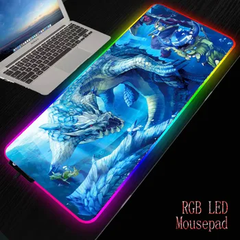 

MRGBEST Anime Monster Hunter Gaming Computer RGB Large Mouse Pad Gamer Mouse Carpet Big Mause Pad PC Desk Play Mat with Backlit