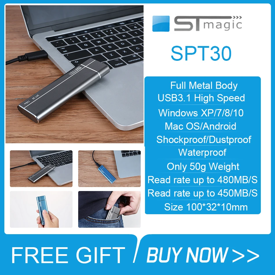  Stmagic Spt30 Metall Tragbare SSD USB 3.1 128GB 256GB 512GB 1TB 2TB Externe Solid State Drive für l