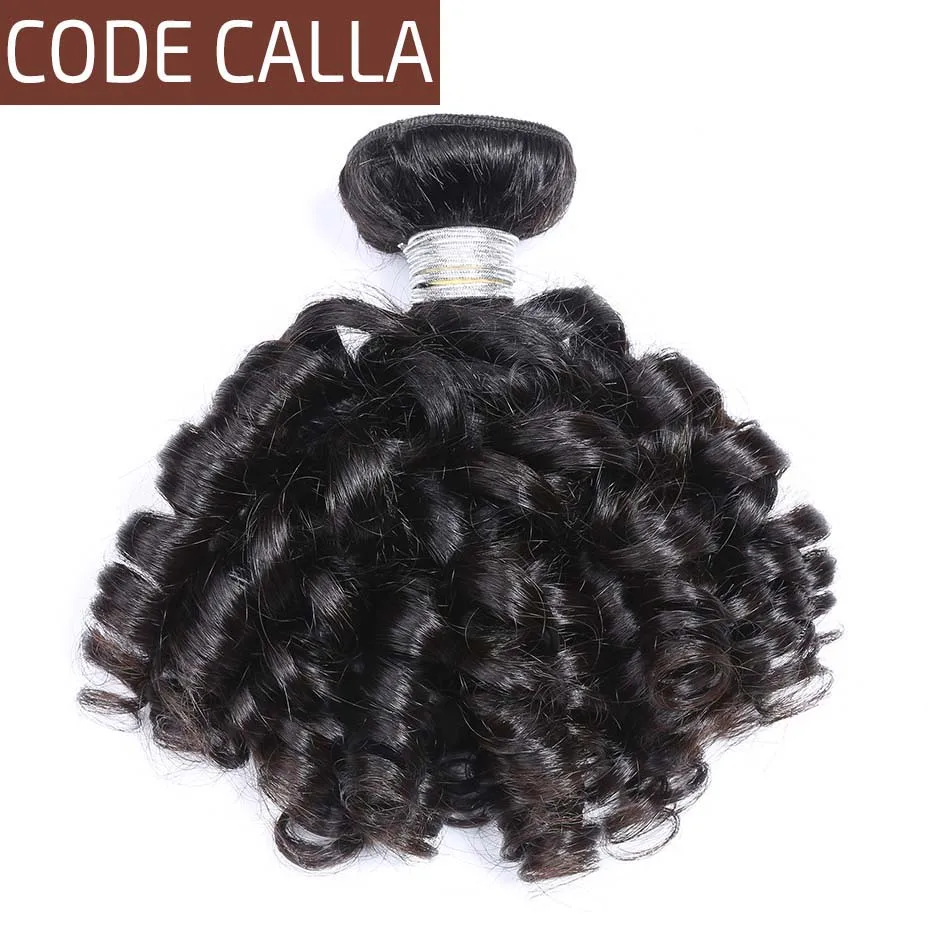 

Code Calla Brazilian Remy Bouncy Curly Bundles Human Hair Extensions Weave Double Weft Natural Black Free Shipping For Women