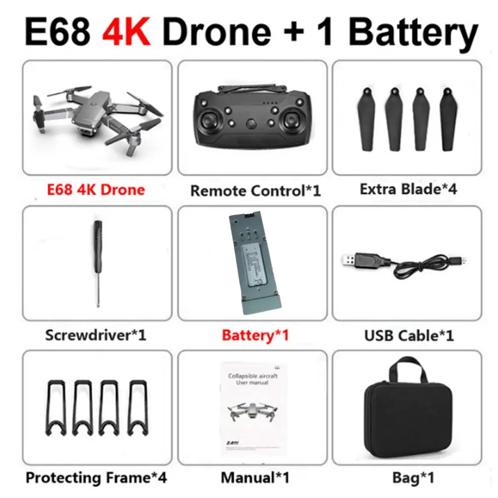 E68 складной Дрон для аэрофотосъемки с 4K камерой FPV пульт дистанционного