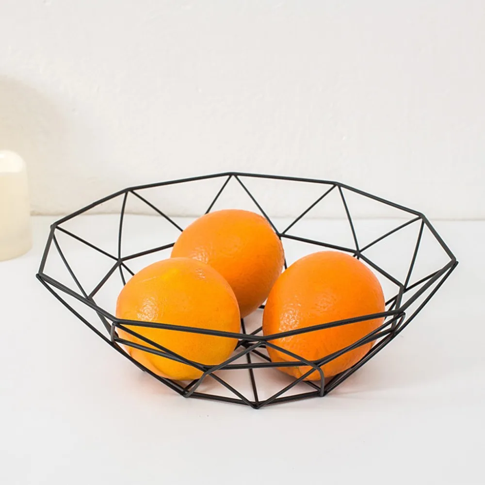 Новая Корзина для фруктов Геометрическая проволока для фруктов и овощей кухонная корзинка для хранения металлическая чаша Кухонный Контейнер для хранения настольный дисплей A40