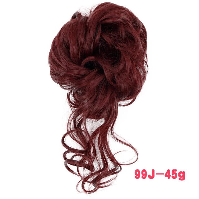 MERISIHAIR Synthetic Girls Curly Scrunchie Chignon With Rubber Band Brown Gray Hair Ring Wrap On Messy Bun Ponytails M-99j
