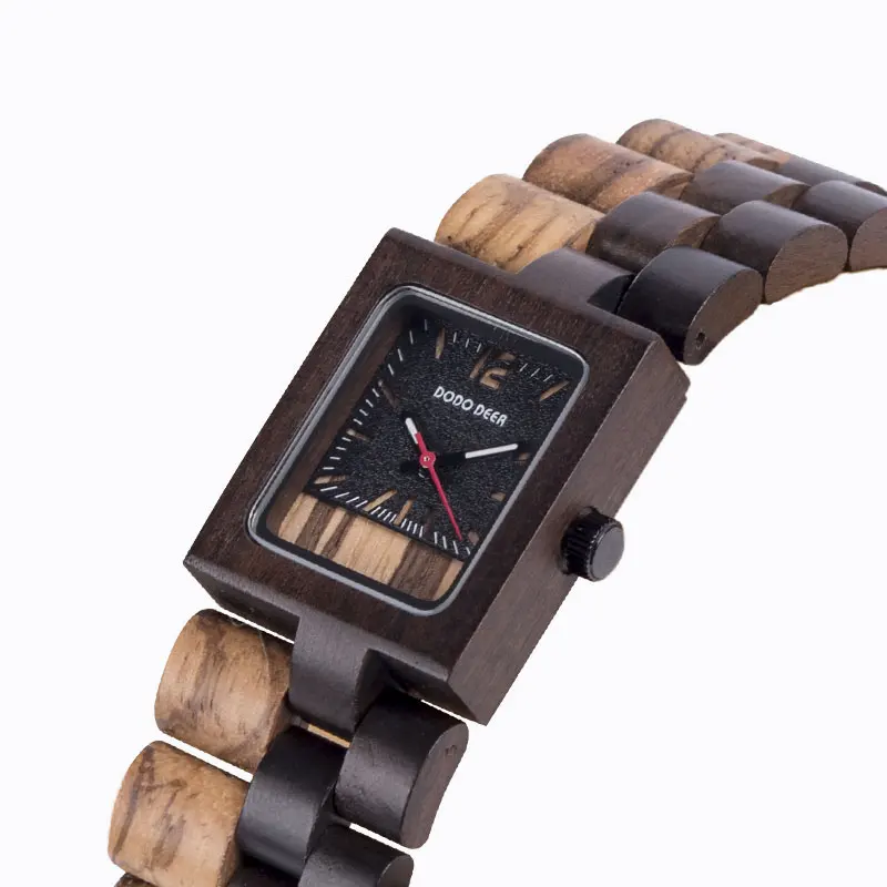 

DODO DEER Unisex Watch Chronograph Wood Square Simple Watch Japanese Quartz Watch Male and Female C14-3
