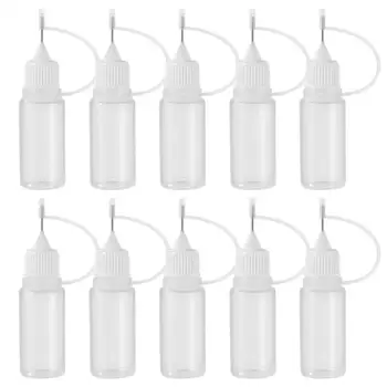 

10Pcs 10ml Needle Tip Glue Bottles Liquid Needle Bottles Applicator DIY Empty Bottles for Home Workplace Sewing Storage