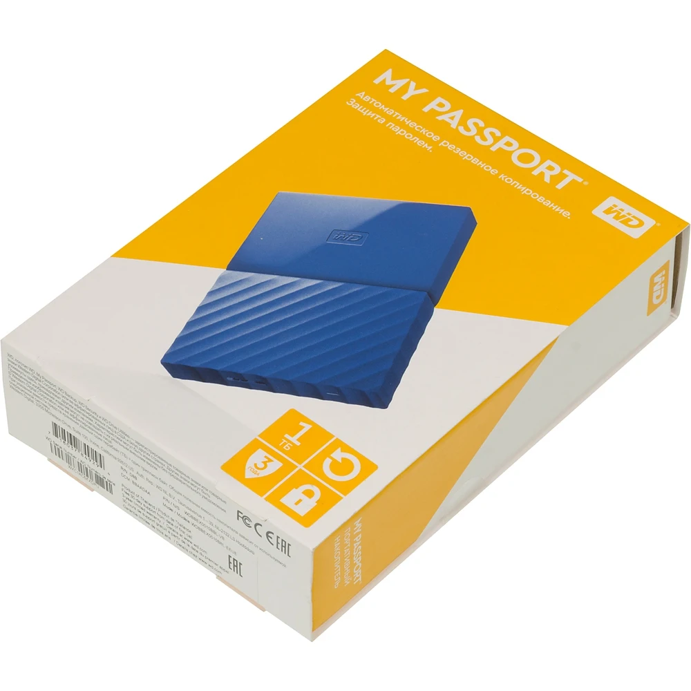 Жесткий диск WD Original USB 3.0 1Tb WDBBEX0010BBL-EEUE My Passport 2.5" синий