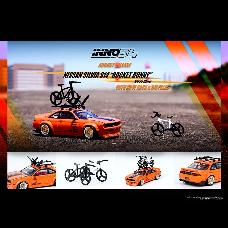INNO 1:64 Nissan SILVIA S14 отправка велосипеда и багажника на крышу имитация Коллекционная