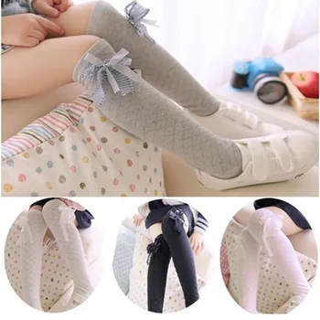 

Cute Children's Knee High Socks for Toddlers Kids Baby Girls Solid Bow-knot Cotton Princess Dress Ballet Long Sock Leg Warmer