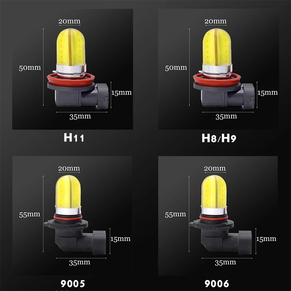 2 шт. Новые 8 cob H11 9005 hb3 9006 hb4 h8 h9 светодиодные противотуманные фары Дневные Фары Светильник лампы drl Противотуманные светильник автомобильных ламп-белый/желтый 12v