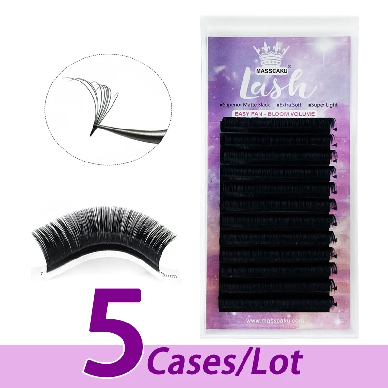 5psc/lot Easy Fanning Eyelash Extensions 8-20mm Volume Lashes Natural Soft Lash Extension Easy Fan Dropshipping Private Label