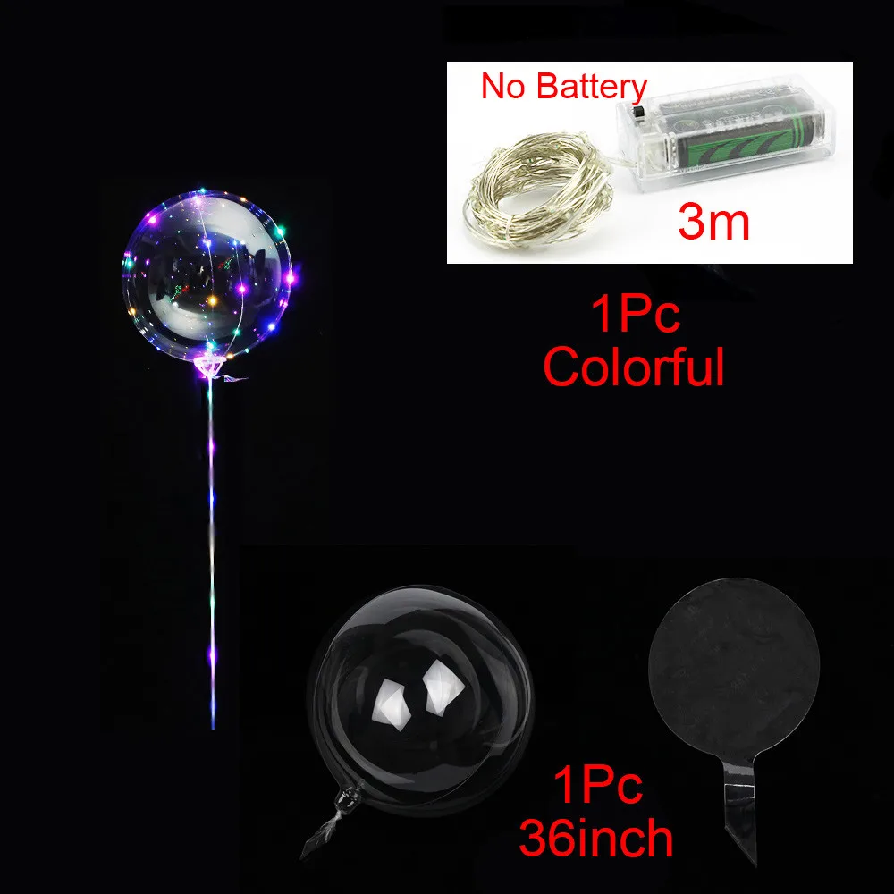 36inch Colorful Luminous Led BoBo Balloon Transparent Round Bubble Decoration Wedding Birthday Party Balloon Colorful Light Christmas Tree Decor - Цвет: 36inch Colorful