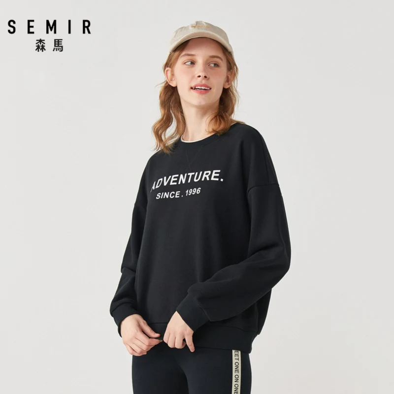  SEMIR Winter Sweatshirt Women Hooded Long Sleeve Hoodies Hooded Pullover Tops Blouse Pocket Soild S