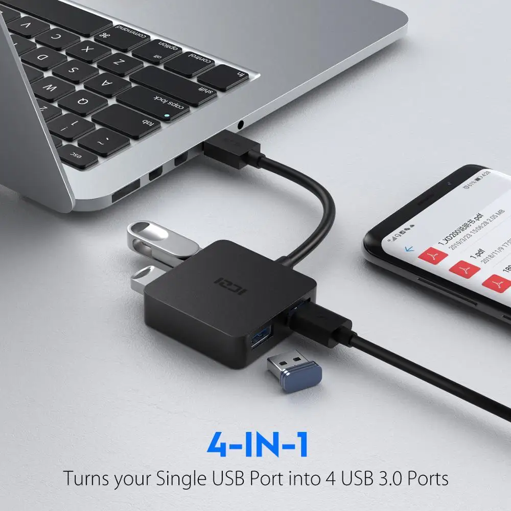 ICZI usb-концентратор 4 порта USB 3,0 для ПК Аксессуары для ноутбуков Macbook Air DELL hp LENOVO ASUS