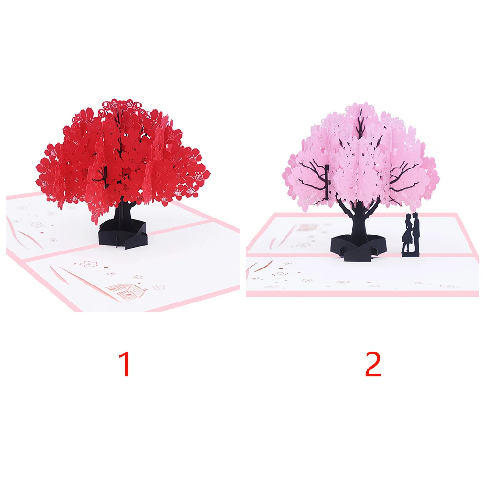 3D Best Wishes Up Invitation Kapok Lover Birthday Handmade Festival Gift Valentine's Day Romantic Wedding Greeting Cards