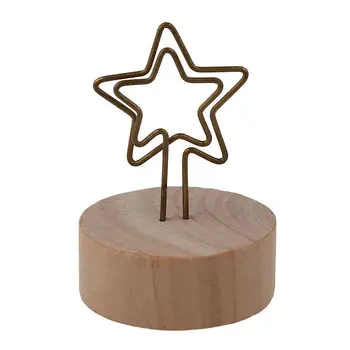 

1 x Vintage wooden desktop figurines，iron message clip to clip pictures photo holder Home decor Arts crafts gift (Five-pointed s