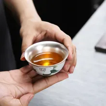 De Hua, керамическая чайная чашка, Стерлинговое Серебро, 999 Чистое серебряное покрытие, внутри чайная чаша, кунг-фу, зеленый чай, галстук Гуань Инь Улун, чайная посуда