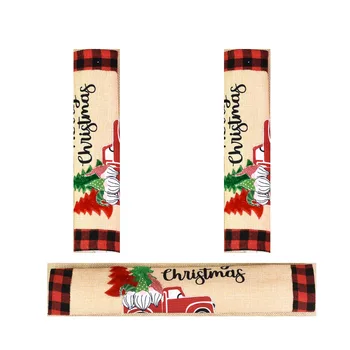 

3 Pcs Christmas Soft Elastic Door Handle Foam Covers Cloth Microwave Oven Dishwasher Knob Door Safety Baby Children Protector