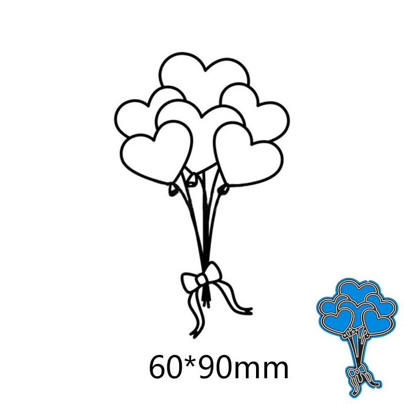 New Metal Cutting Dies Heart Balloon For Card DIY Scrapbooking stencil Paper Craft Album template 6*9cm | Дом и сад