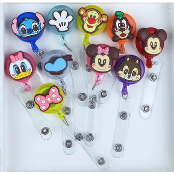 

Mickey Minnie Retractable Badge Reel High quality silicone Cartoon Student Nurse ID Name Card Badge Holder Office Supplies
