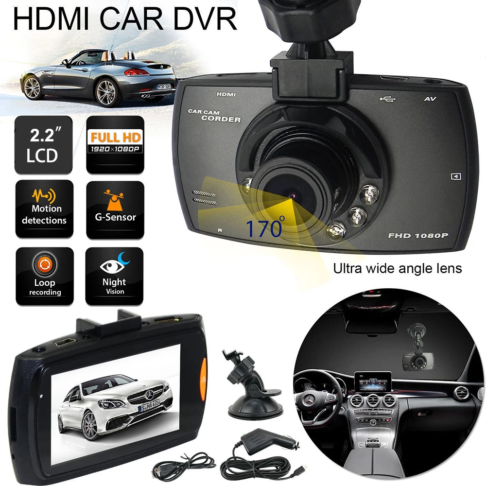 Автомобильный видеорегистратор 2 Full HD 1080P автомобильный детектор движения
