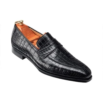 

Men Crocodile PU Leather Shoes Low Heel Shoes Dress Shoes Brogue Shoes Spring Ankle Boots Vintage Classic Male F61