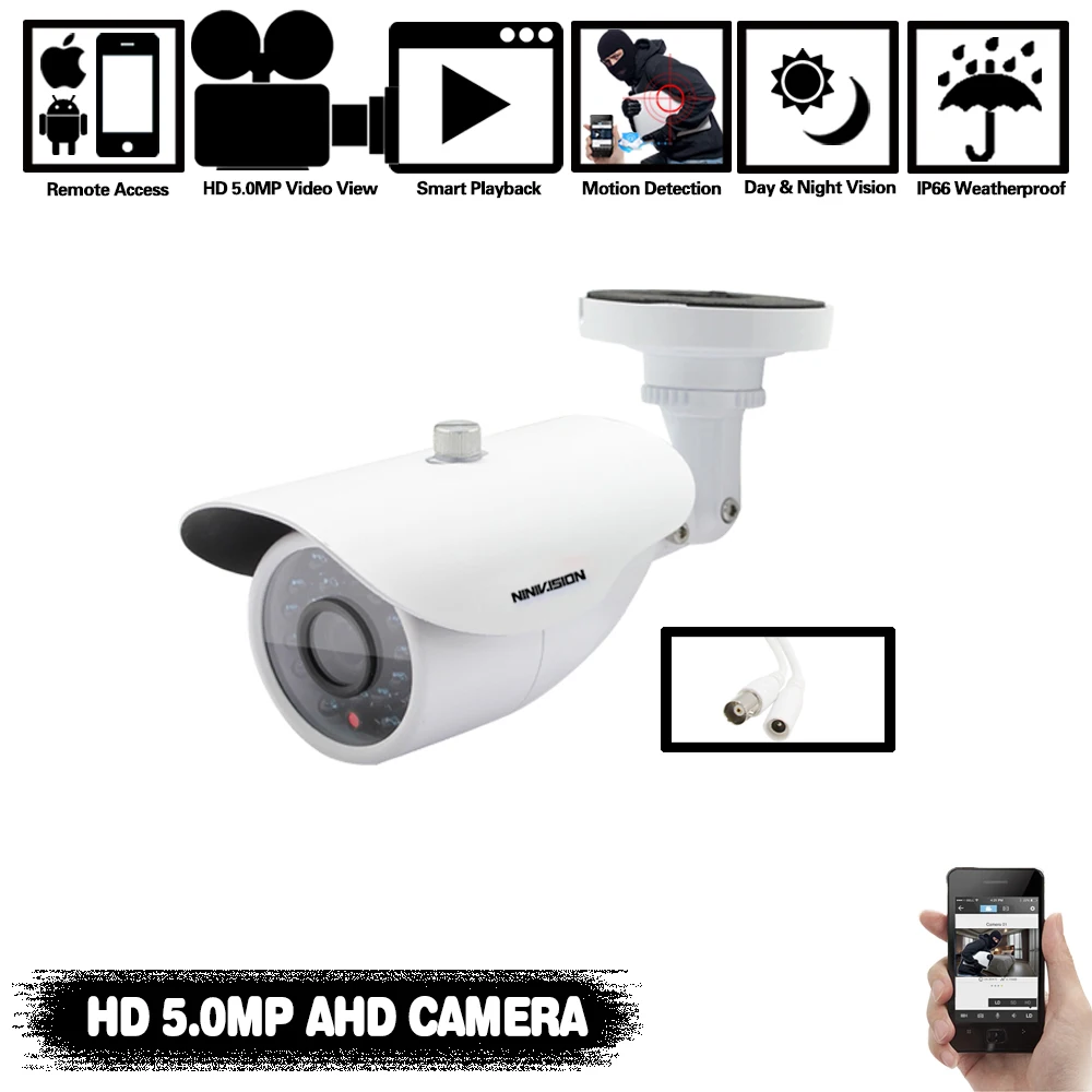 HD Sony Sensor 5MP AHD Camera 5.0MP AHD-5MP Video Security Bullet CCTV Camera indoor Outdoor Waterproof IP66 IRCUT Night Vision