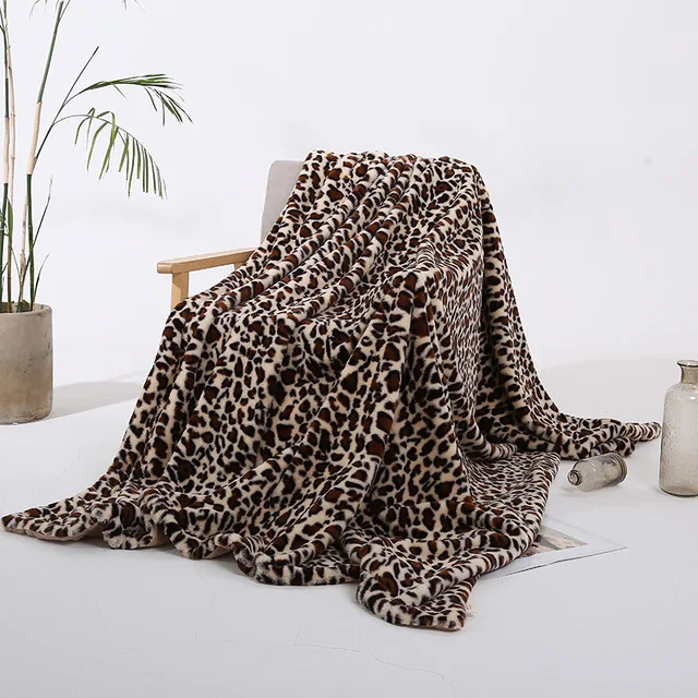 Элегантный леопардовый дизайн пушистое одеяло простыни супер мягкий мех кролика Кристалл Короткие Плюшевые постельные принадлежности чехол для дивана 130*160 см/160*200 см - Цвет: 01