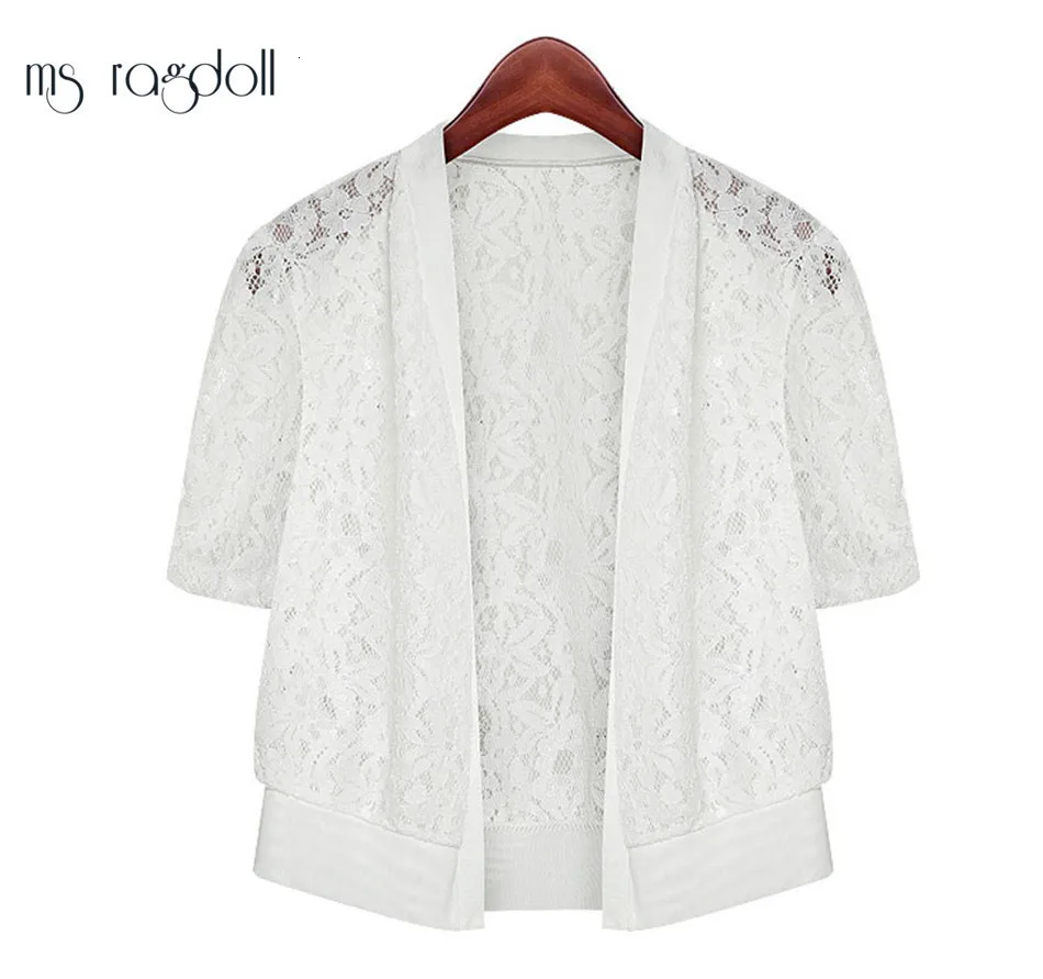 ms ragdoll Women Bolero Crop Plus Size Wrap Coat Hollow Out Lace Short-sleeve Short Small Shawl Cardigan Tops Jacket