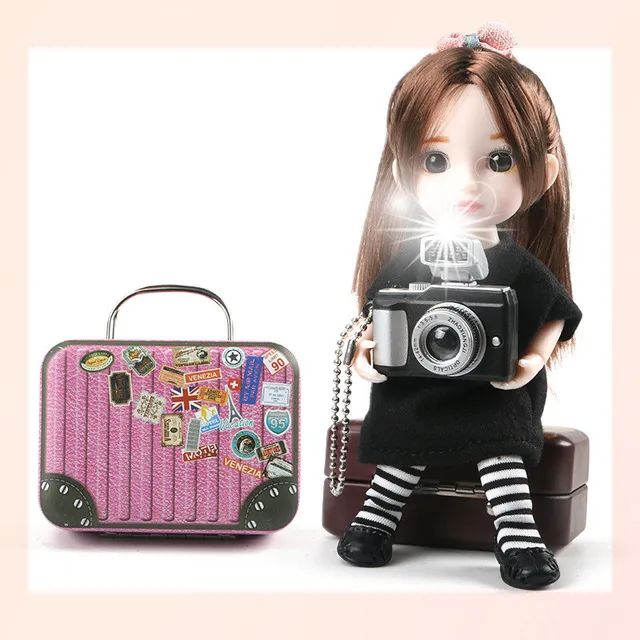New 16cm BJD Doll Student Dress Set 13 Joints Movable Fashion Girl Toy 3D Eyes Free Accessories 1/12 Children's Play House Gift 2