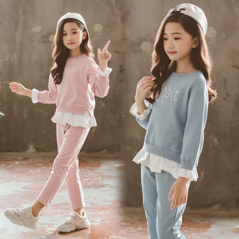 

Autumn Clothing 2019 New Style GIRL'S Casual Suit Spring And Autumn Big Boy Western Style Fashionable Children Sports Two-Piece