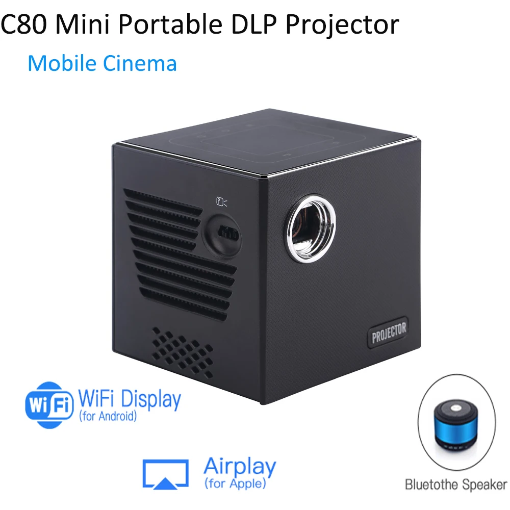 

MINI DLP Projecror C80 Android 7.1.2 2GB16GB 4K 2.4G/5G WIFI Bluetooth IR Projector for Home Cinema portable LED video projector