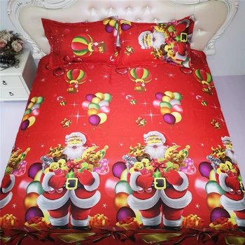 

Merry Christmas Kids Bedclothes Santa Claus Digital Printed Sheet Pillowcase Duvet Cover Set Bed Decorative Adults Bedding Set