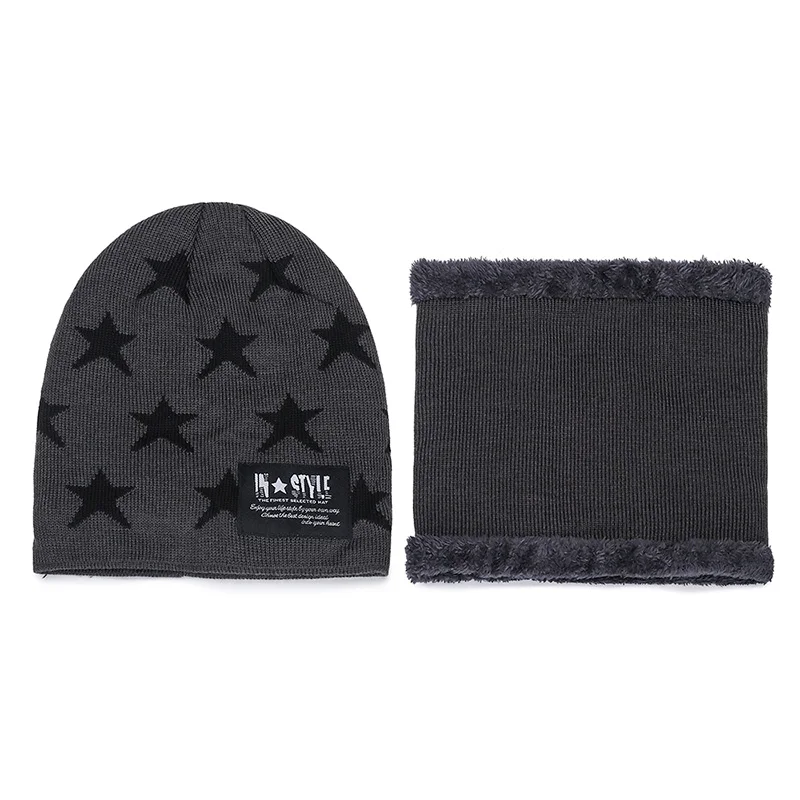 2 шт модные унисекс Зимние защитные вязанные шапочки Skullies& Beanies с воротником шарфы зимняя шапка для мужчин шапочка