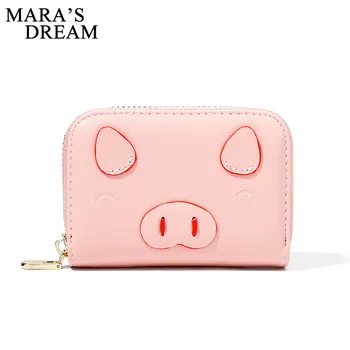 

Mara's Dream 2019 Ladies New Contrast Color Wallet Cute Pu Card Set Bank Credit Card Holder Zipper Multi-Card Position Organ