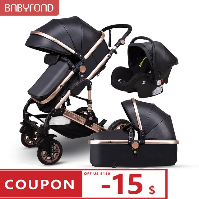 $US $234.98  EU warehouse Luxury 3 in 1 baby stroller aluminum frame CE certified luxury stroller Low price proc