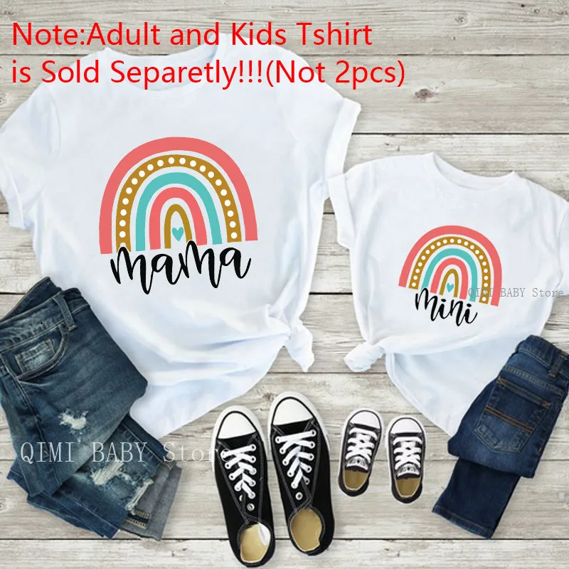 Fashion Family Look Mother and Daughter Family Matching Clothes Punk Mama Mini Princess T-shirt Tops For Mommy Kids 5