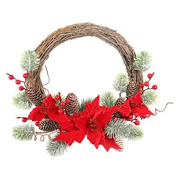 

Christmas Artificial Flower Garland Pinecone Berry House Door Wall Ornaments Simulation Doors Decorated Christmas Flower