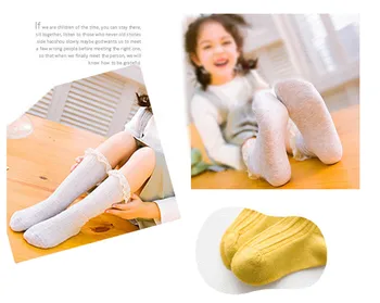 

Cute Breathable Toddlers Mid-calf Length Socks Spring Autumn Sweet Style Little Girls Lace Decoration Knee-high Stockings