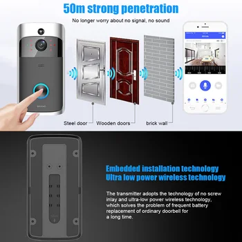 

Wireless WiFi Video Doorbell Smart Phone Door Ring Intercom Home Security Camera Bell VH99