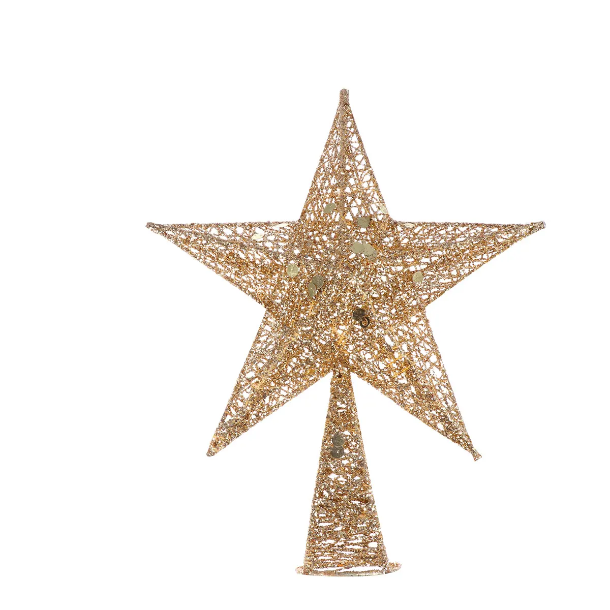 

1PC 5 Pointed Golden Good Quality Iron Shiny Christmas Decor Glitter Treetop Star Tree Topper For Home Decoration Party